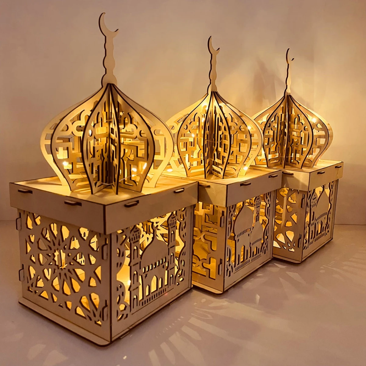 Eid Mubarak Palace Wooden Ornaments Ramadan Decoration 2024 Islamic Muslim Party Decor Ramadan Kareem Decorations EID Al Adha