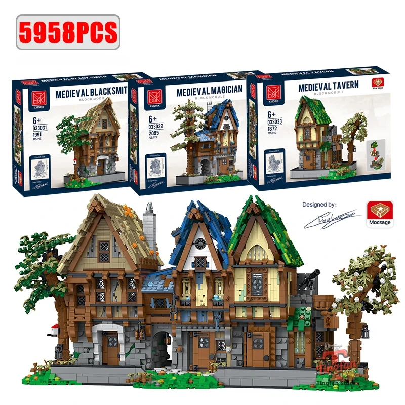 Mittelalterliche Schmiedegeschäfte Modelle 21325 Bausteine Ziegel Streetview Modulare Stadtarchitektur Set Kinderspielzeug Jungen Erwachsene Geschenk