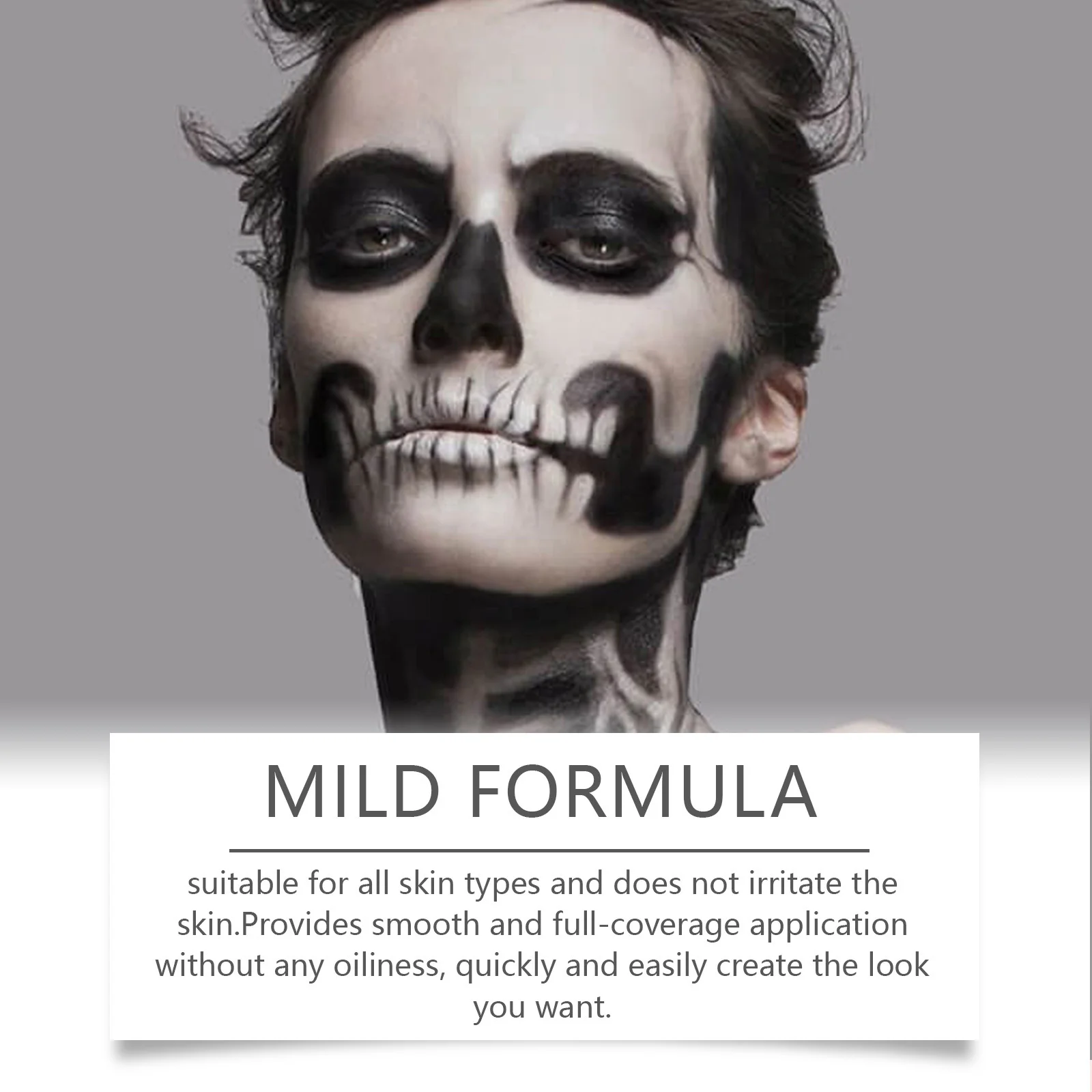 Kit de peinture pour le visage d'Halloween, peinture Brus pour le corps et le visage hautement pigmentée, noir et blanc, pour bricolage, fêtes à thème Cosplay, maquillage corporel