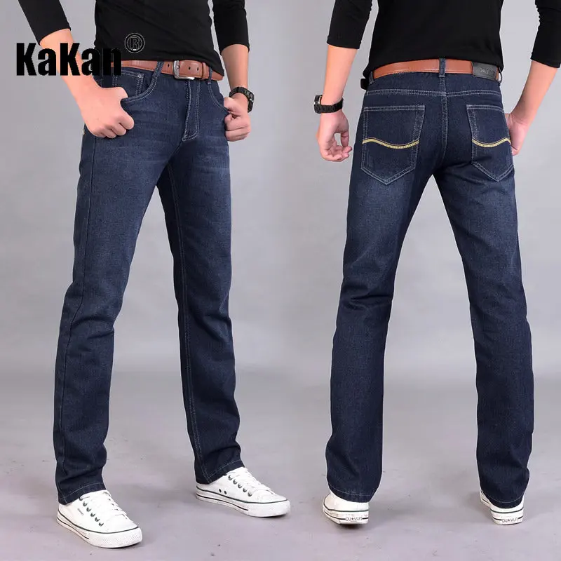 

Kakan - New Men's Straight Fit Jeans, Youth Popular Mid Waist Versatile Jeans Korean Men's K026-816