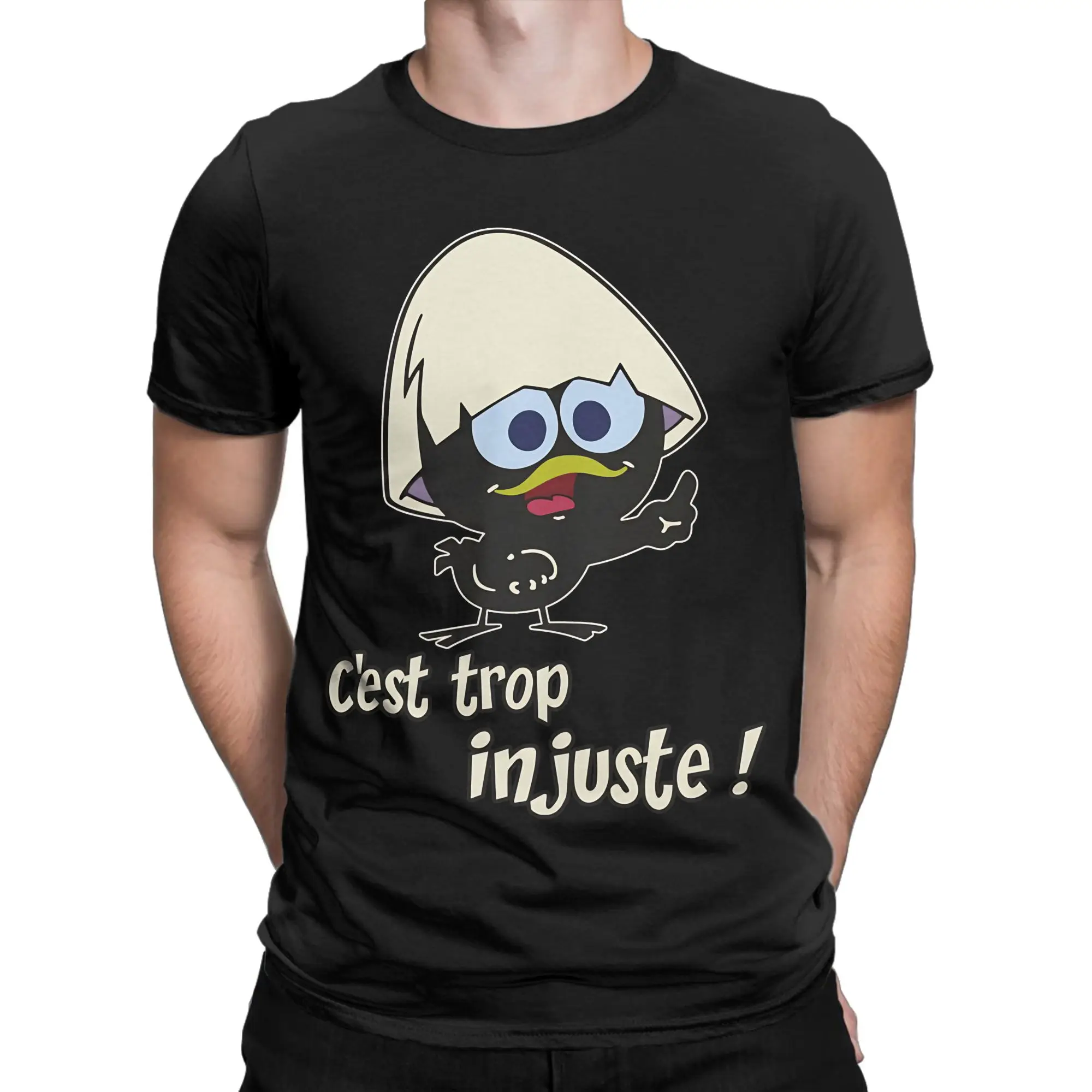 Cartoon Calimero Cest Trop Injuste T Shirts for Men Pure Cotton Novelty T-Shirt O Neck  Tees Short Sleeve Tops Summer