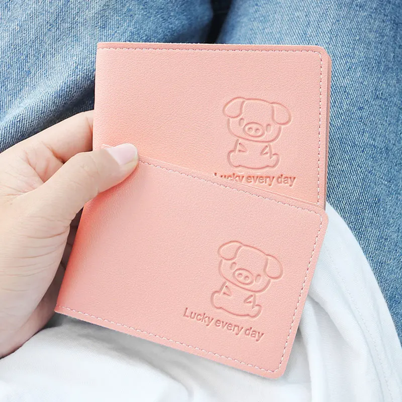 6 Slot Card Holder Pink Animal Driver's License Protective Cover For Documents Card Case Cat Squirrel Pattern Leather Card Cover
