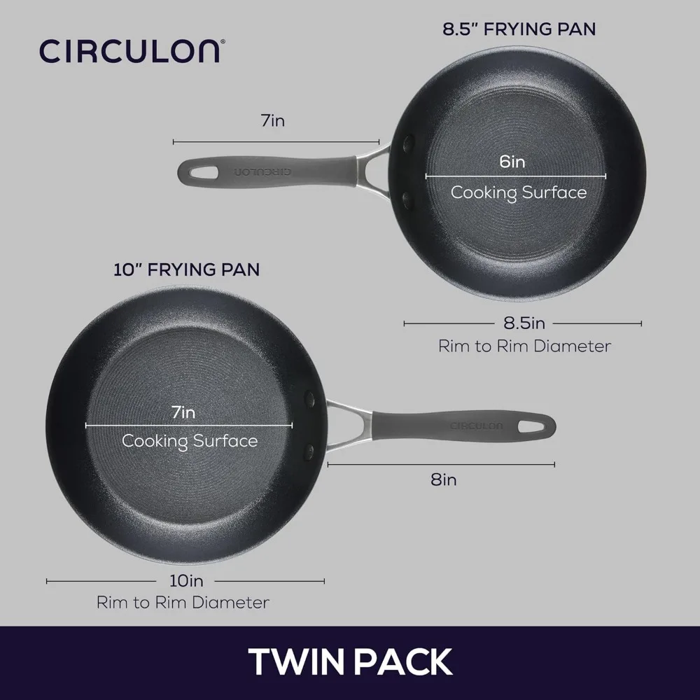 

Induction Nonstick Frying Pan Set 8.5" & 10" with Scratch Defense - Home Chefs Kitchen Cookware