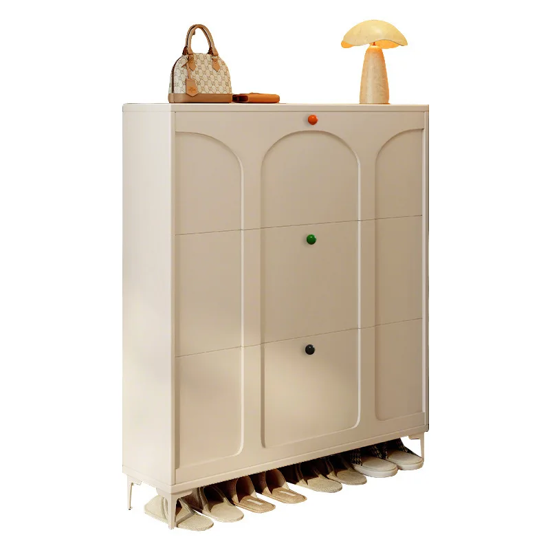 Home ultra-thin shoe cabinet home door 2025 new extremely narrow integrated wall cream wind porch tipping bucket shoe rack