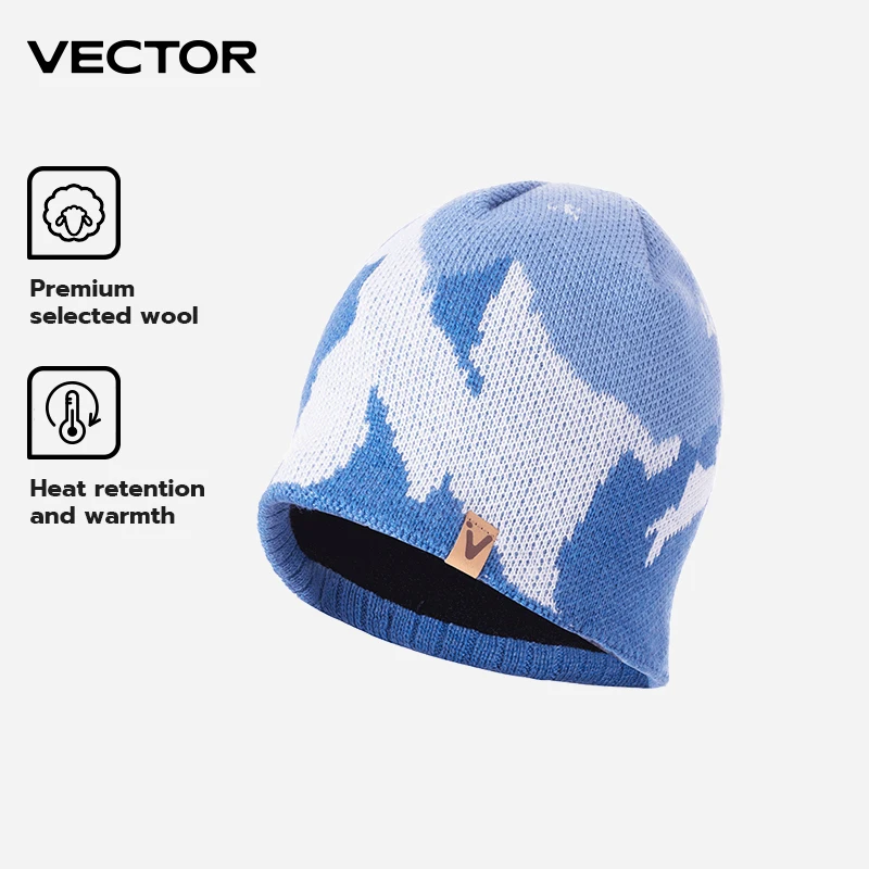 VECTOR Men's and Women's Wool Knitted Hats for Skiing Keep Warm Sweat Wicking Odor Proof Winter Hiking Fishing Cycling Snowboard
