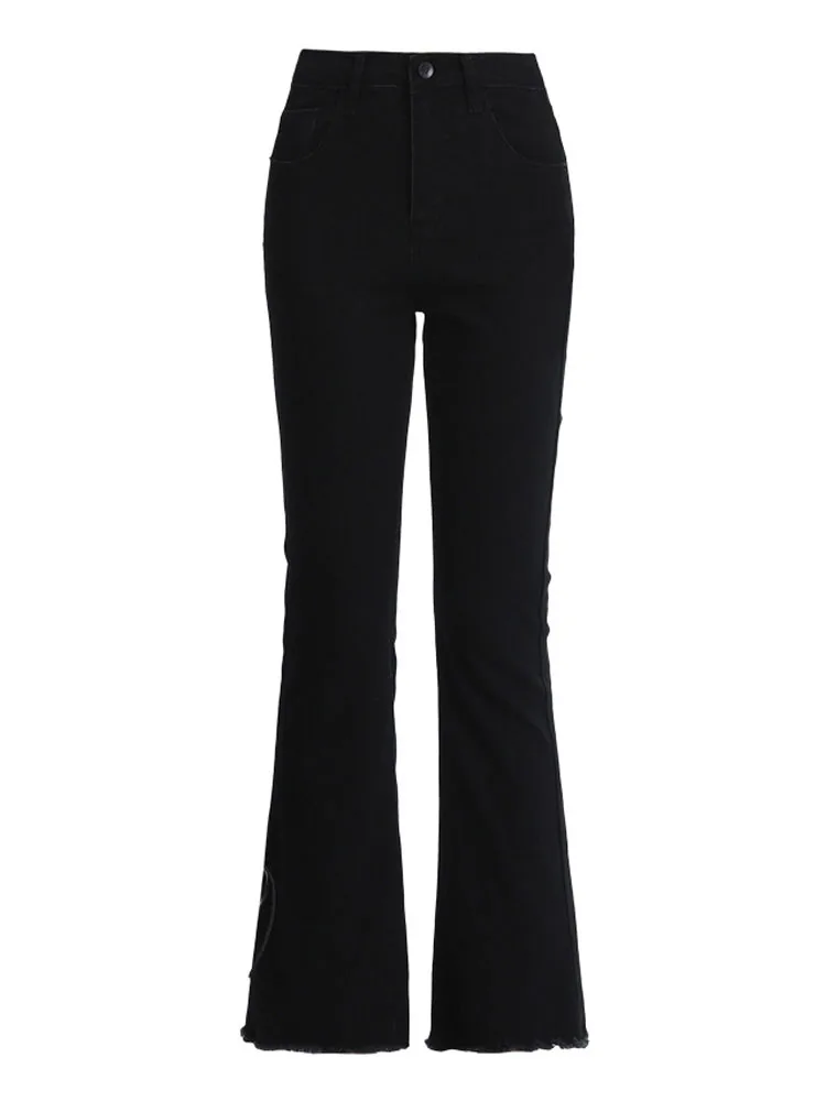 Jean évasé taille haute doublé de Fce pour femme, pantalon Bootcut élastique, décontracté, hiver, mélange de coton et de Polyester