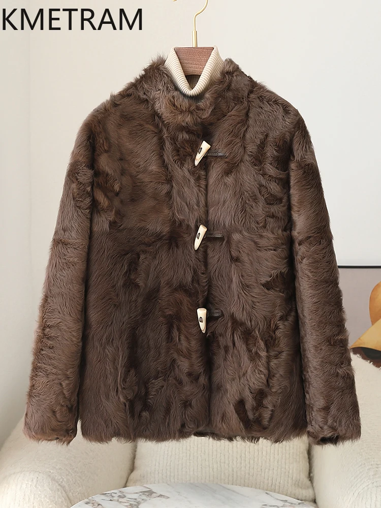 เสื้อโค้ทขนแกะแท้ 100% ยี่ห้อ KMETRAM ขนสองด้าน สำหรับผู้หญิง หรูหรา ความยาวปานกลาง เสื้อแจ็คเก็ตขนสัตว์แท้ เสื้อผ้าฤดูหนาวสำหรับผู้หญิง ปี 2025