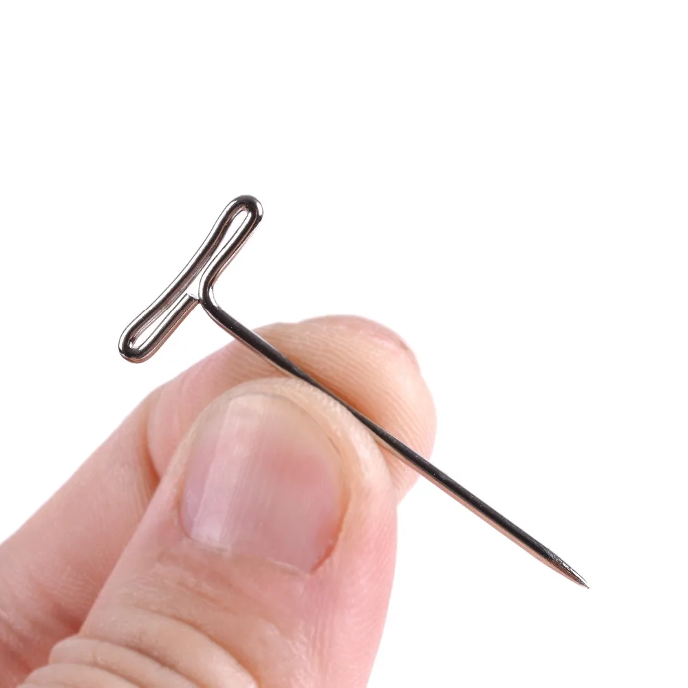 100 Stuks T-PINS Voor Holding Pruiken 38Mm/51Mm Zilveren Lange T-Pins Naaien Haar Naalden Styling tool Op Schuimkraag