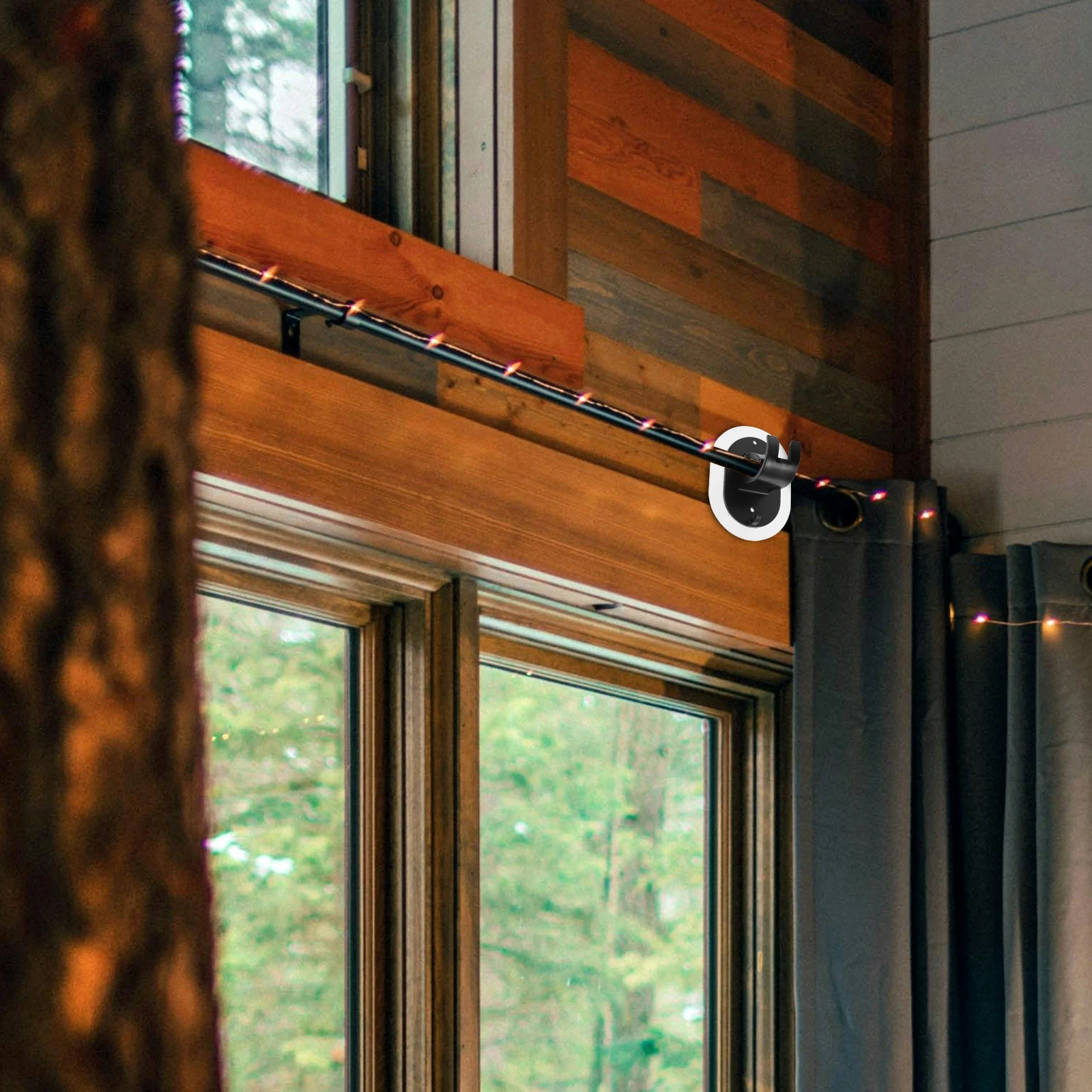 

4Pcs Adhesive Curtain Rod Brackets Hooks Black No Drilling Bedroom Kitchen Bathroom Plastic Strong Reliable Portable Home Decor