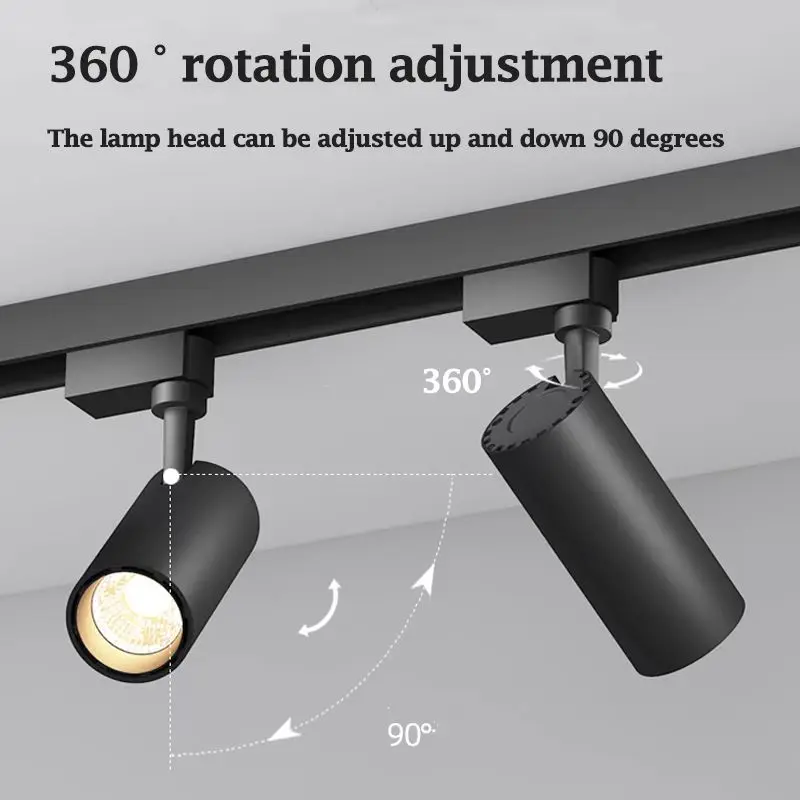 New LED COB Track Light Tricolor Rail Spotlight 12W 20W Aluminum Ceiling Lamp for Home Living Room Bedroom Decor Lighting Rail