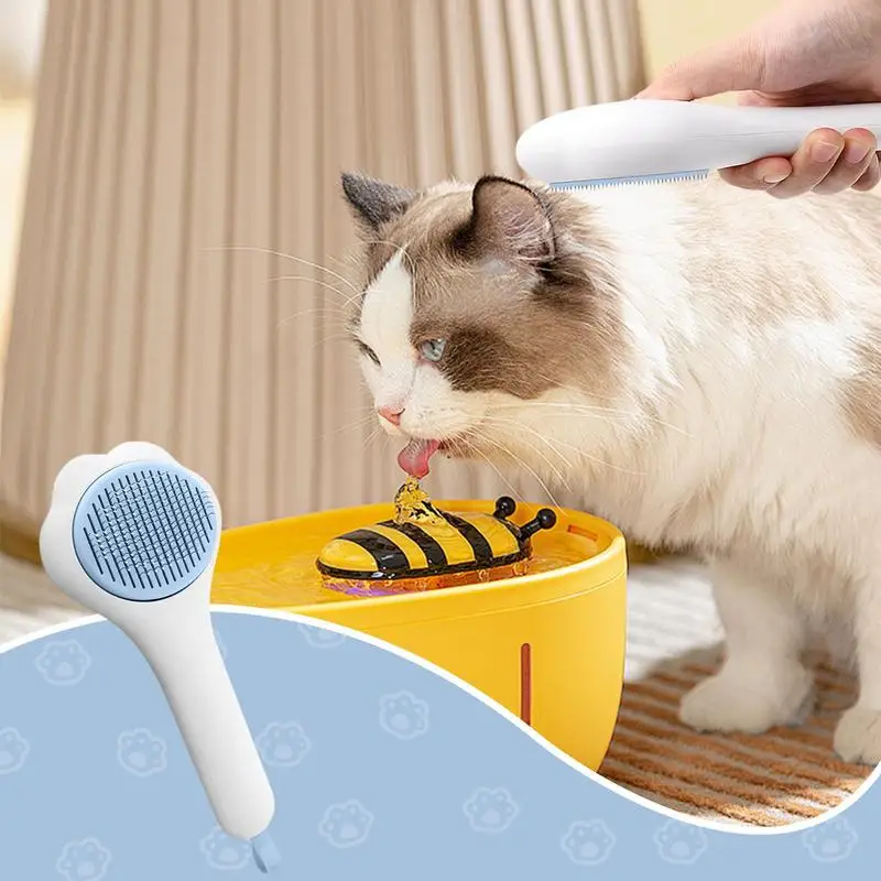 

Dog Hair Brush Stainless Steel Cat Combs With Release Button Pet Combs Cat Paw Shaped Pet Supplies Curved Teeth Grooming Combs