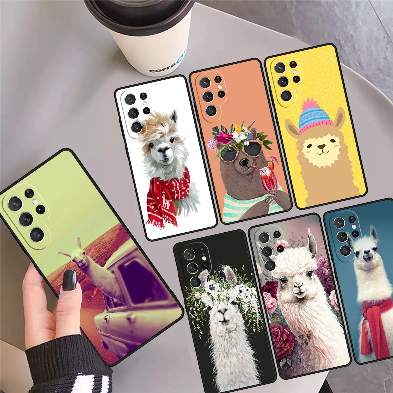 Animal Lama Llama Alpacas Phone Case Cover For Samsung Galaxy S24 Ultra 23 S22 Plus S21 FE S20 S8 S9 S10 Note 10 Pro Note 20