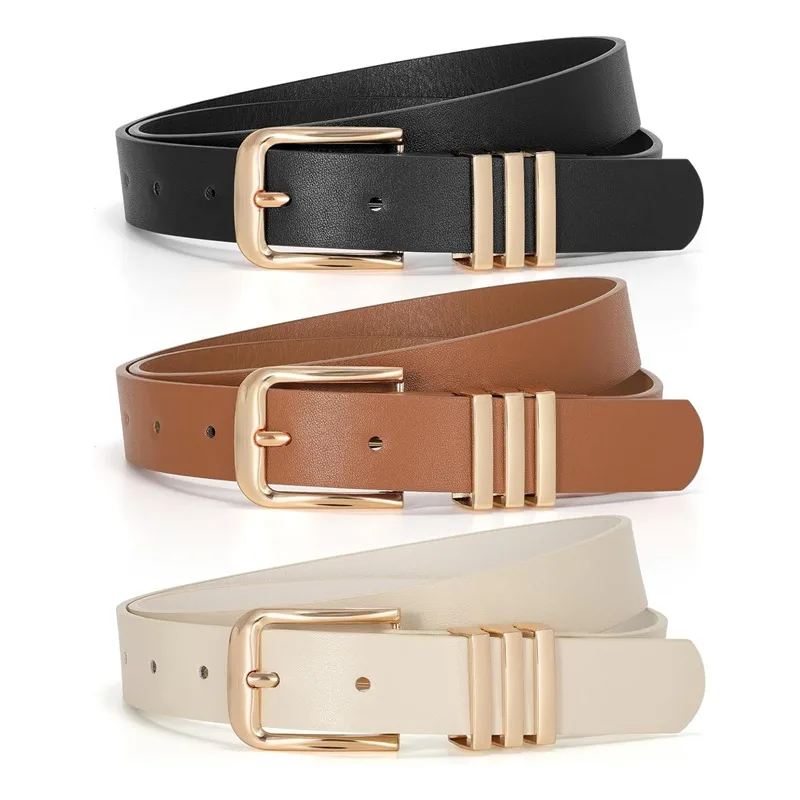 

PU Leather Belt For Women Square Buckle Pin Buckle Jeans Black Belt Chic Luxury Brand Ladies Vintage Strap Female Waistband