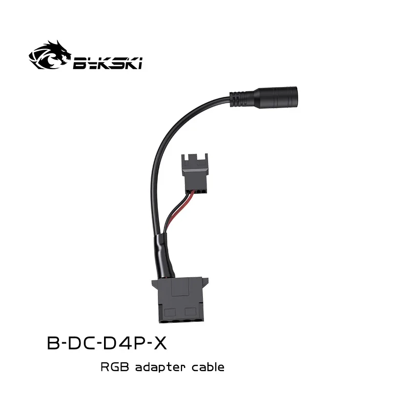 Bykski PC Adapter Cable Large 4D Port to DC Connector or 12V Water Pump / Fan Power Supply Interface B-DC-D4P-X