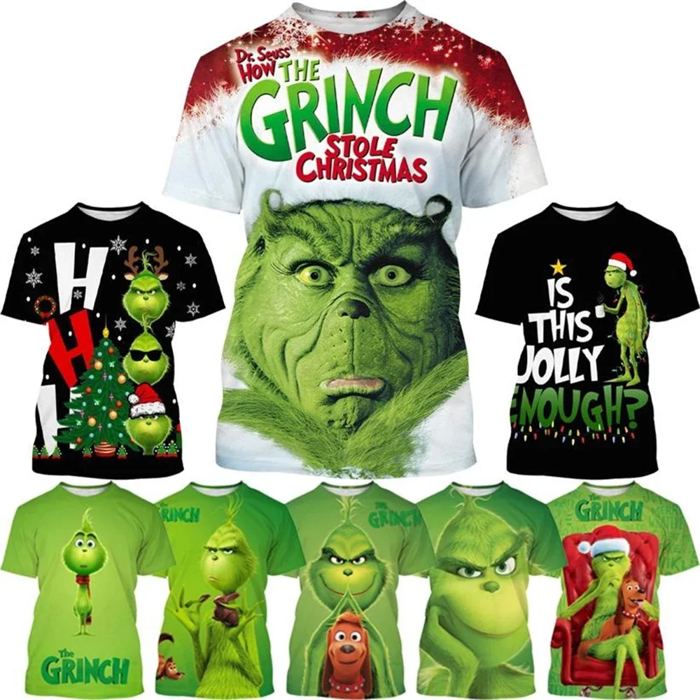 Summer Fun Fashion Movie 3D Printing Christmas Monster Cartoon Cute Casual Men's and Women's T-shirts