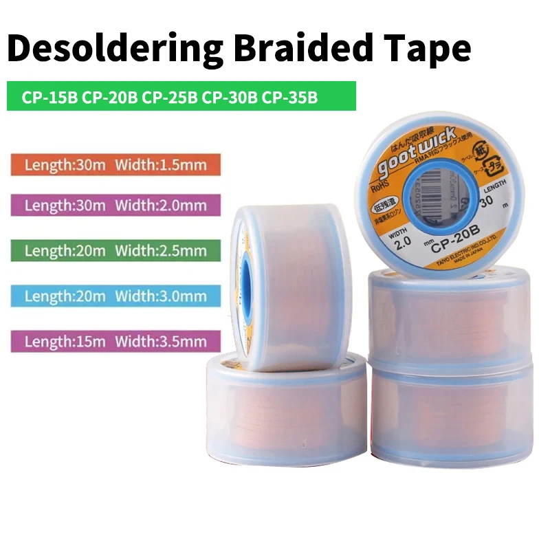 GootWick CP-15B 20B 25B 30B 35B Desoldering Tin Removal Braid for Repairing BGA Welding Desoldering and Tin Removal Braid Tool