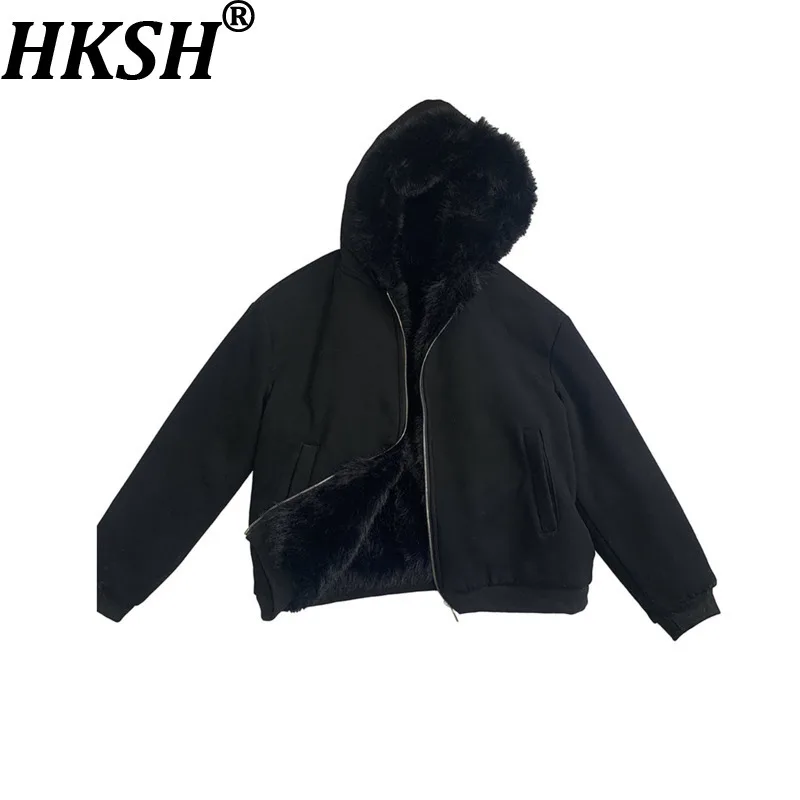 HKSH Spring Autumn Winter New Women Tide Chic Ins Dark Loose Fit Reversible Short Jacket Faux Fur Outerwear Fashion Coat HK27965