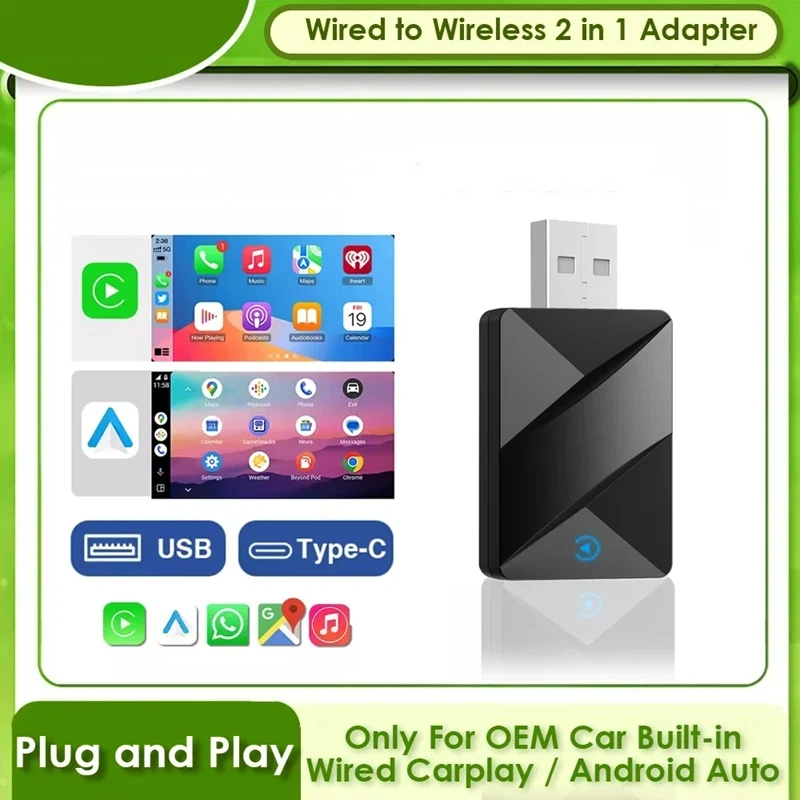 

Беспроводной адаптер CarPlay Android Auto, USB-донгл, мини-бокс, Plug & Play, универсальный для VW, Toyota, Nissan, Ford, Benz, MG