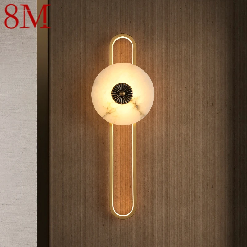 

8M Brass Wall Lamp LED Modern Luxury Marble Sconce Light Interior Decoration Household Bedroom Bedside Living Room Corridor