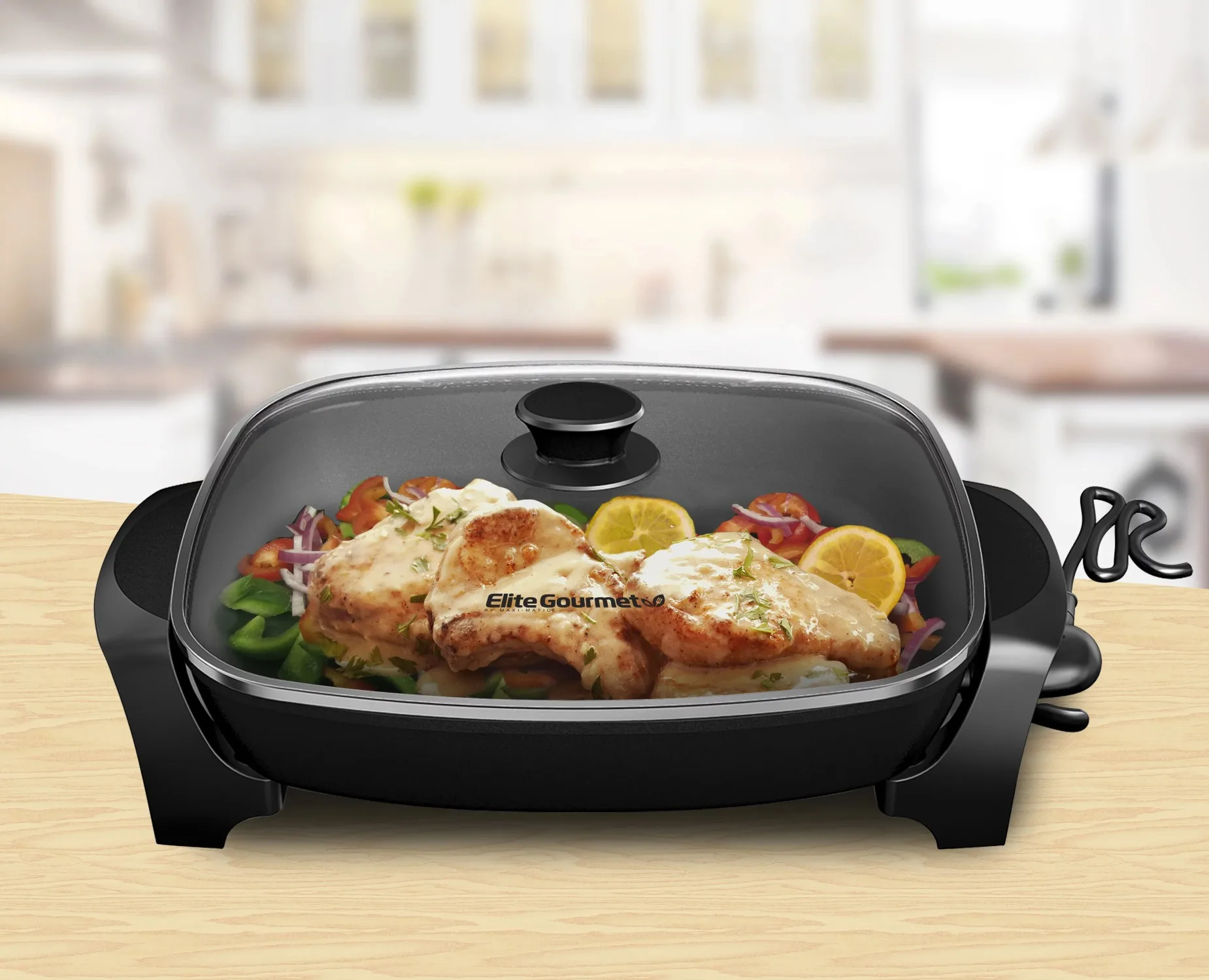 

EG-6203 10.5-Quart Jumbo Electric Skillet with Easy-Pour Spout, Black Baking Tray .USA.NEW