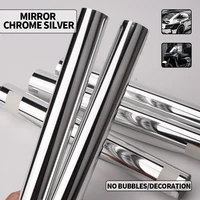 Rollo de película adhesiva de revestimiento de vinilo plateado con espejo cromado, hoja de calcomanía sin burbujas de aire para decoración del cuerpo de motocicleta y coche