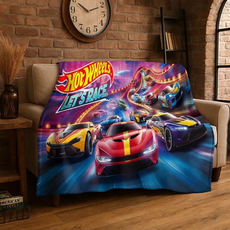 Racing Car H-Hot Wheels MOTO Cartoon Flannel Throw Blanket,Warm Cozy Blanket for Bed,Sofa,Couch,Bedroom,Living Room,Office,Gift