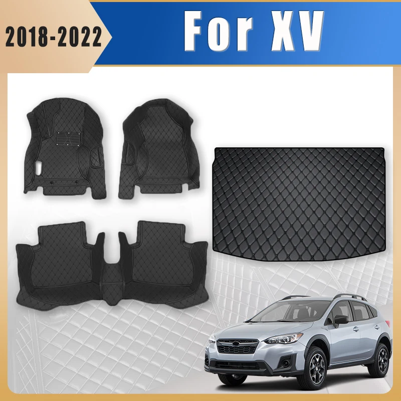車のフロアマットトランクカーペットスバル-xv-2018-2019-2020-2021-2022-防水革フットパッド自動車インテリアアクセサリー