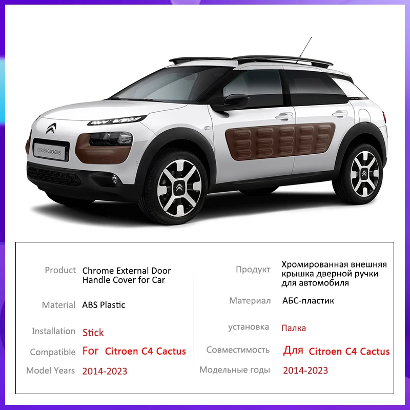 for Citroen C4 Cactus 2014 2015 2016 2017 2018 2019 2020 2021 2022 Chrome Door Handle Cover Car Accessories Stickers Rustproof