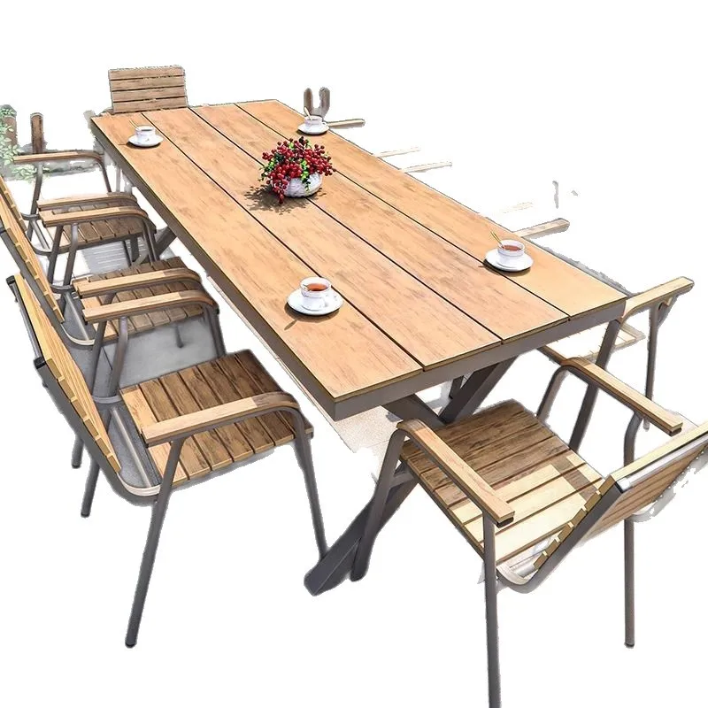 plastic wood five-piece set, courtyard anti-corrosion, waterproof and sun protection combination, leisure outdoor