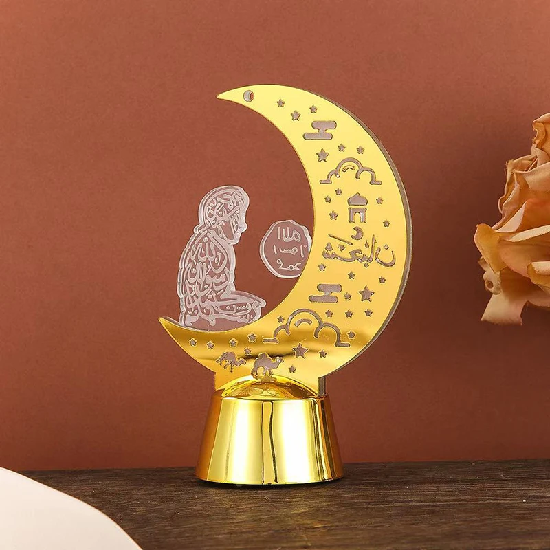 

Middle East Acrylic Night Light Hollow Wooden Moon Ambiance Lamp LED Lighting Decorative Item Home Decor