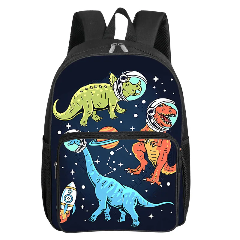 Dinosaur Pattern Square Front Pocket Backpack for Boy and Girls Best Gifts 2D Flat Cartoon SchoolBags for Children