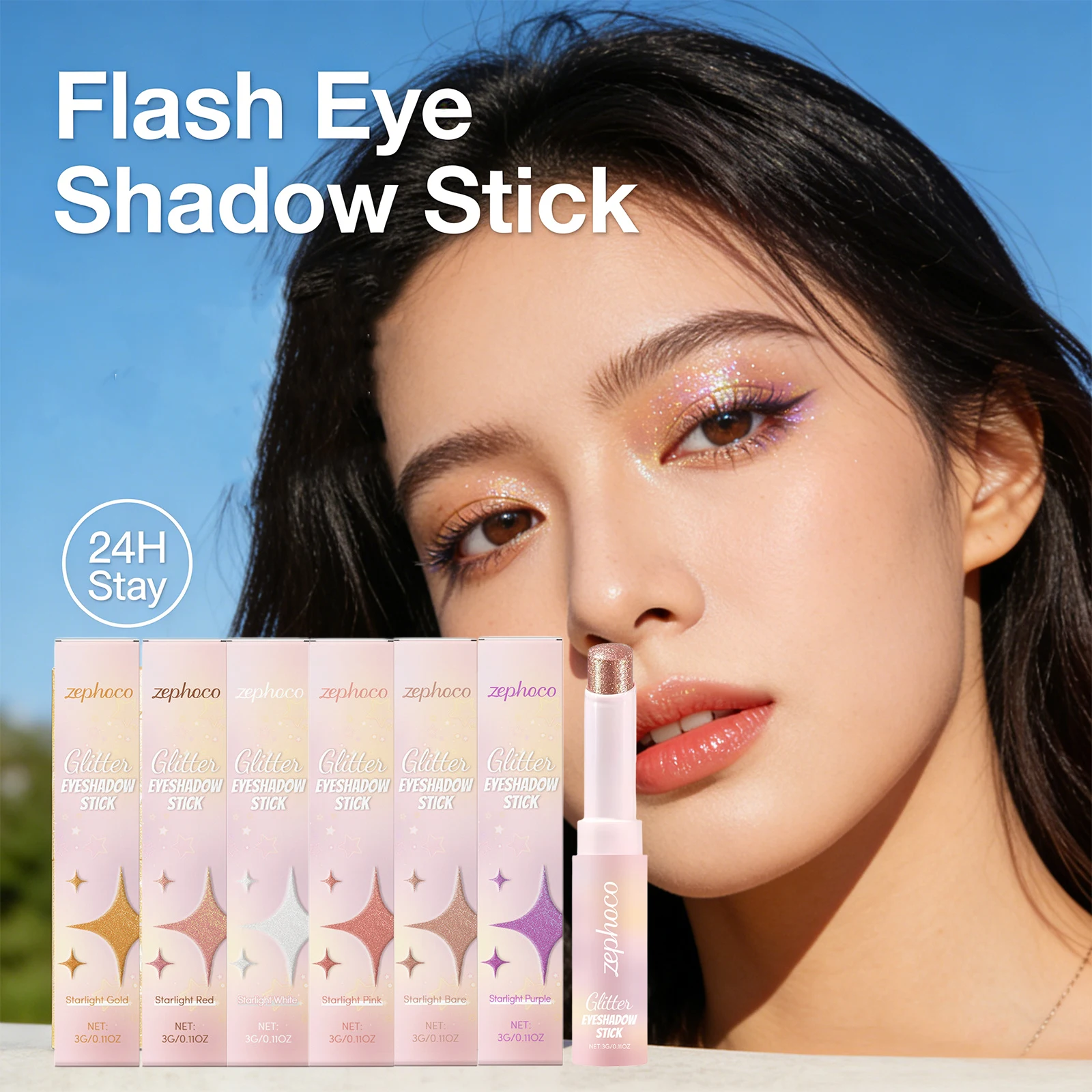 

Flash Eye Shadow Stick Red Pink High Gloss Glitter Eyeshadow Waterproof Lasting Eye Makeup Natural Stage Makeup