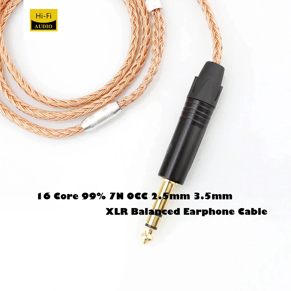 16 Core 99% 7N OCC 2.5mm 3.5mm XLR Balanced Earphone Cable For HiFiMan HE400 HE5 HE6 HE300 HE4 HE500