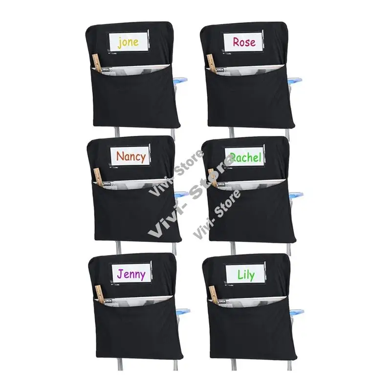 

6Pcs Chair Storage Pocket Chair Bag Chair Pockets For Classrooms Student Chair Pockets Chair Organizer With Name Tag