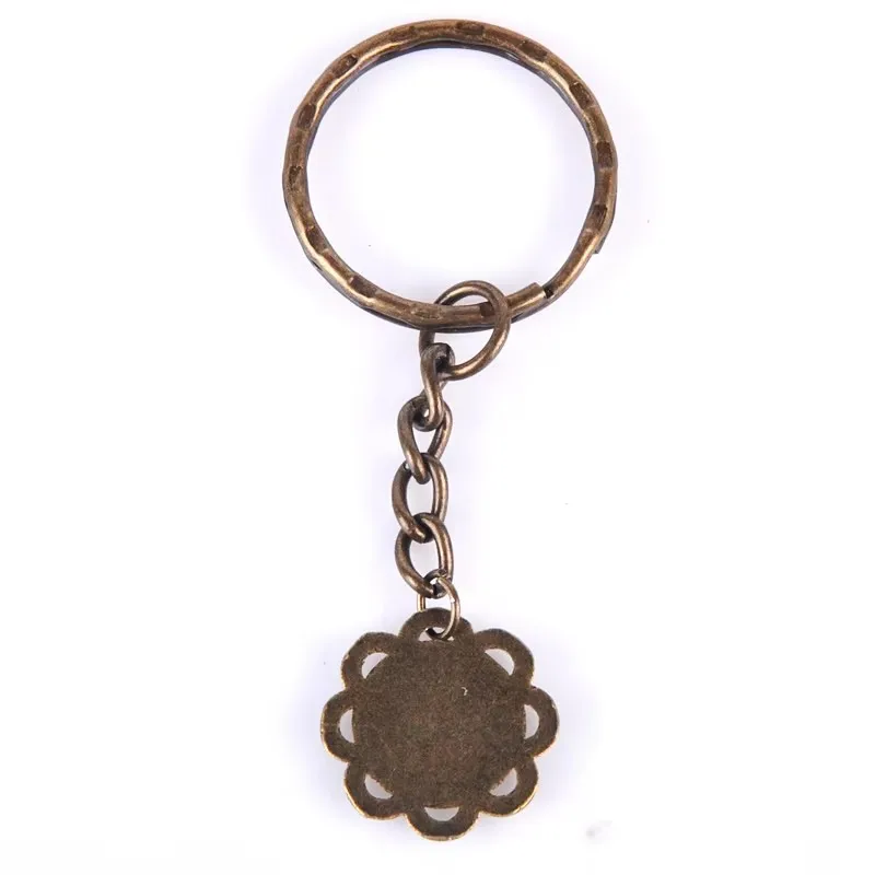 Fit 10Mm Bronze Color Round Blank Keychain Split Key Ring Setting Vintage Cabochon Key Chain Base Tray Bezel Diy Jewelry Making