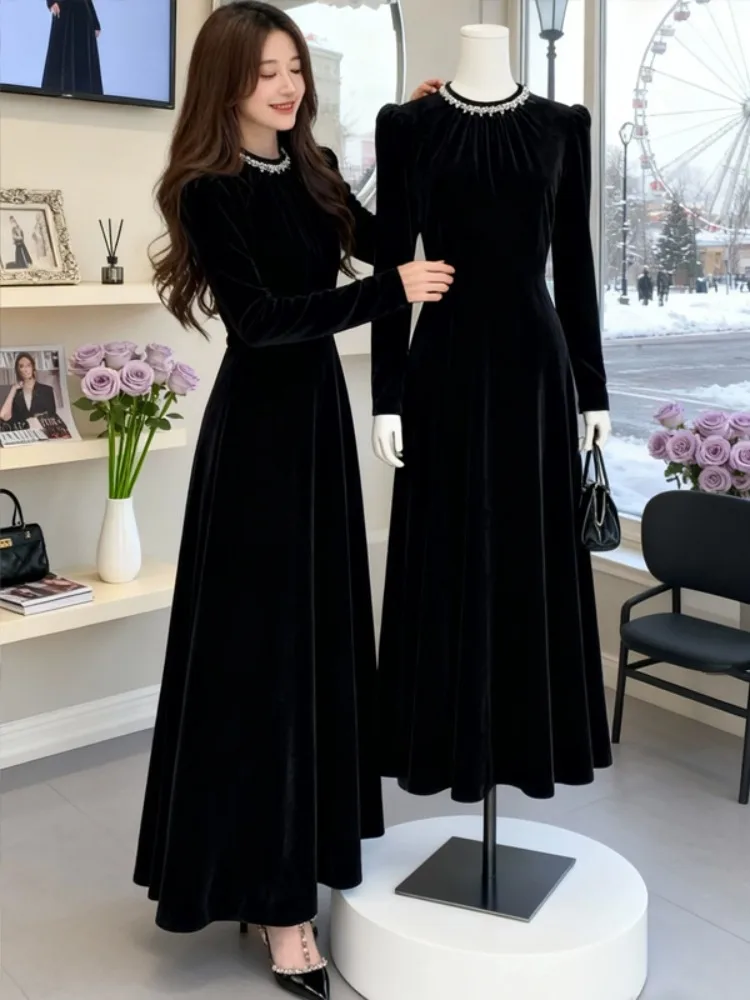 

Элегантное женское бархатное платье Hebe Sle Bla с завышенной талией, больших размеров, для весны