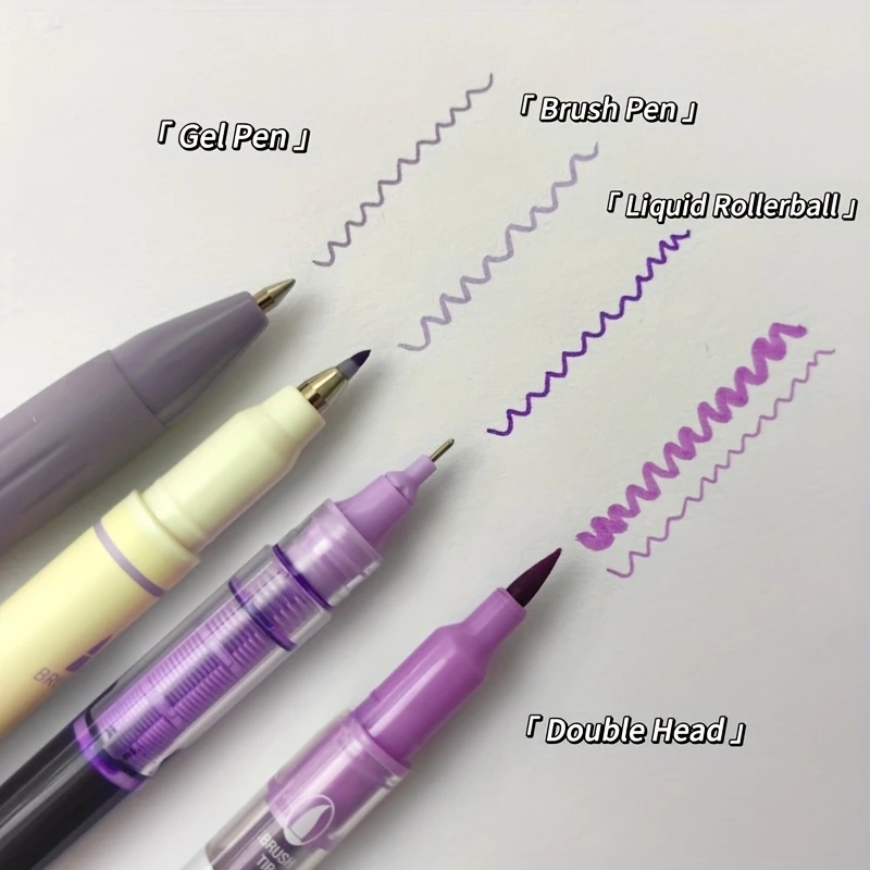 4pcs Set of Colored Soft-Tip Calligraphy Brushes Retro Color Brush Pens with Multiple Tip Types 0.5mm Fine Line Drawing A7981