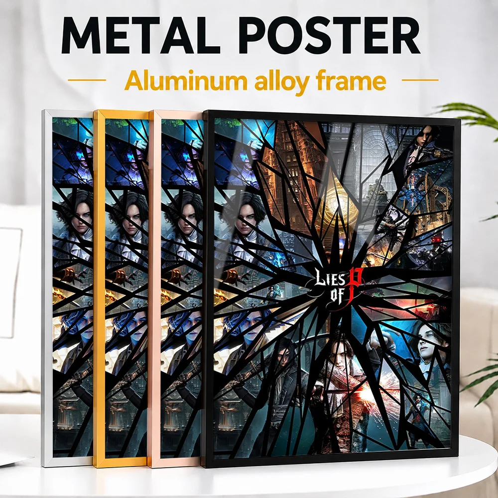 Lies Of P Shattered Glass Metal Poster With Aluminum Alloy Frame Personalized Cinematic Style Wall Art For Entertainment Room