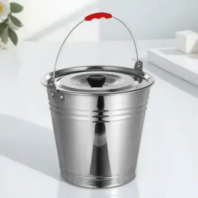 

Milk Pail Bucket Water Durable Watering Stainless Heavy Duty with Lid Metal Buckets