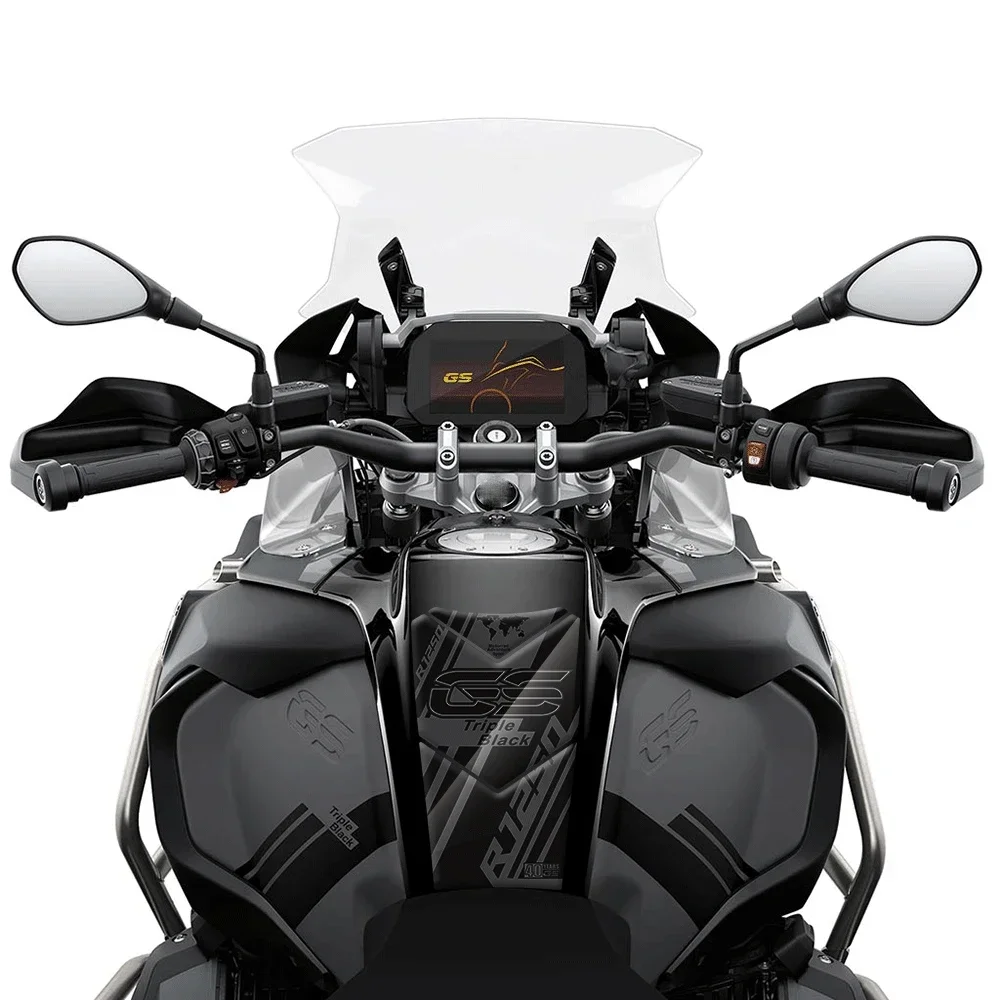 لسيارة BMW R1250GS R 1250 GS Adventure 2020 - إصدار ثلاثي أسود ثلاثي الأبعاد حماية وسادة خزان الراتنج