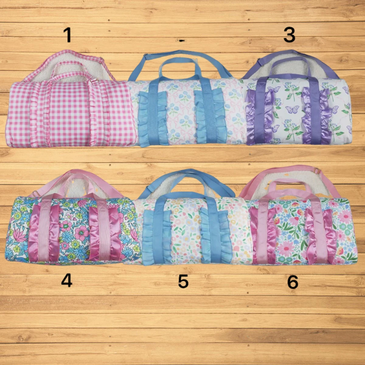 

Wholesale Travel Bags hot sale western boutique Sibling Ruffle Floral Print Gym Duffle Bags