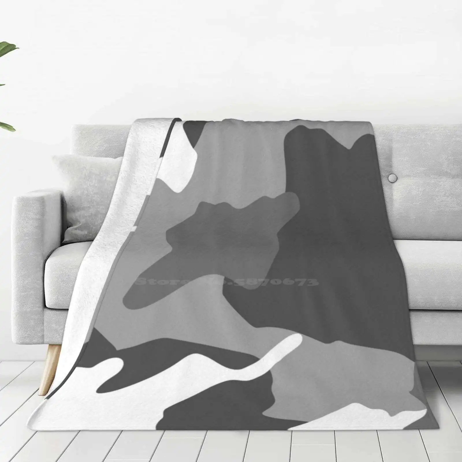 Tactical Gray And White Color Camo-Grey Trend Style Funny Fashion Soft Throw Blanket Hunting Military Outfit Army Outfit