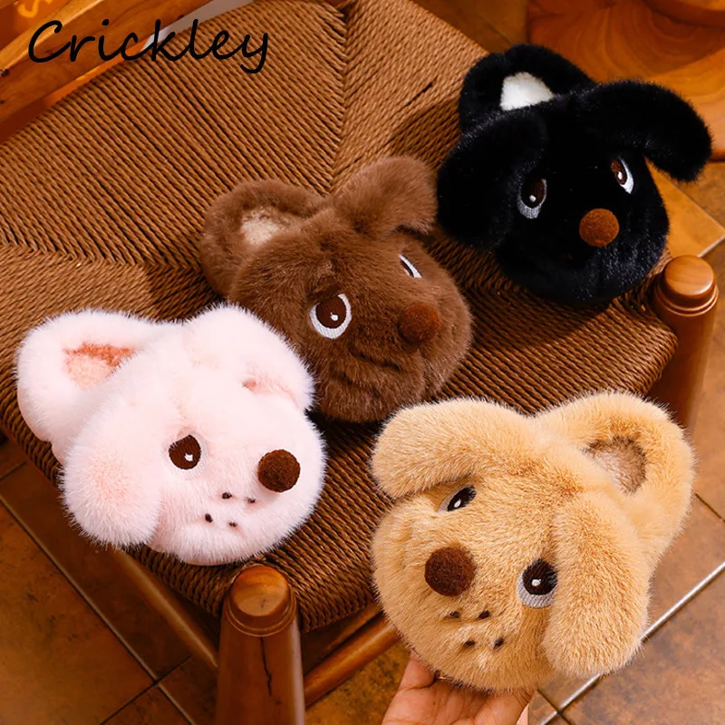 

2025 детские тапочки для собак, зимние плюшевые толстые домашние тапочки с героями мультфильмов для мальчиков и девочек, теплые мягкие нескользящие детские семейные тапочки