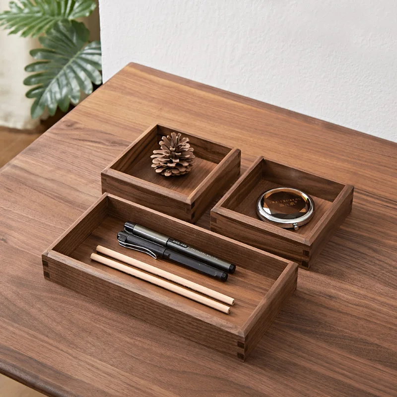 

Black Walnut Box Desktop Storage Box Log Office Key Porch Jewelry Stationery Solid Wood Finishing Debris Box