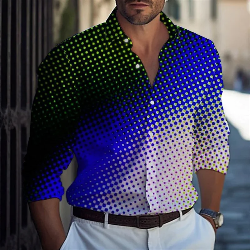 

Men's shirt gradient color tiger HD pattern new style high quality soft and comfortable 2024 men's casual shirt plus size