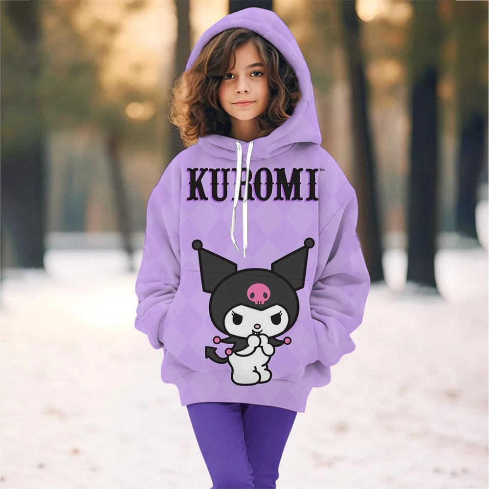 Hello Kitty kawaii children's fashion girls autumn clothing baby girl sweatshirt children's Kuromi hoodie toddler casual sportsw