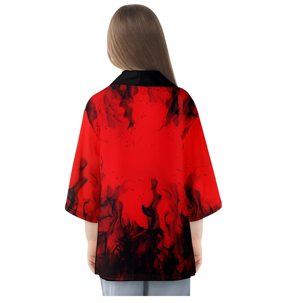 Fashion Design Print Red Shirt Japanese Traditional Haori Women Men Beach Yukata Streetwear Cardigan Kimono Asian Clothing