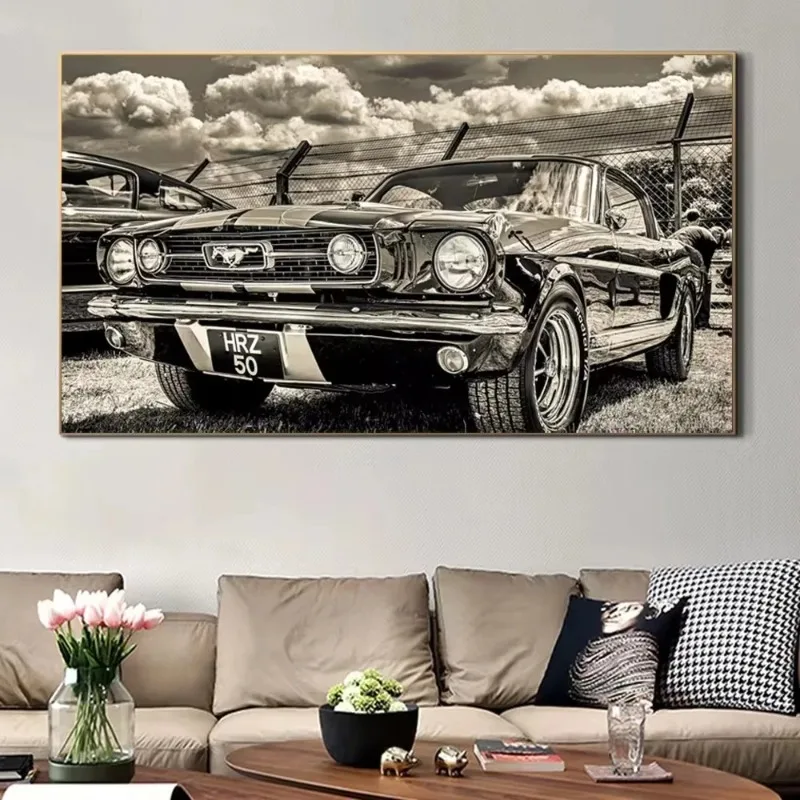 Ford Mustang Classic Car Canvas Painting Retro Wall Art Decor Picture On Posters And Prints For Living Room Luxury Car