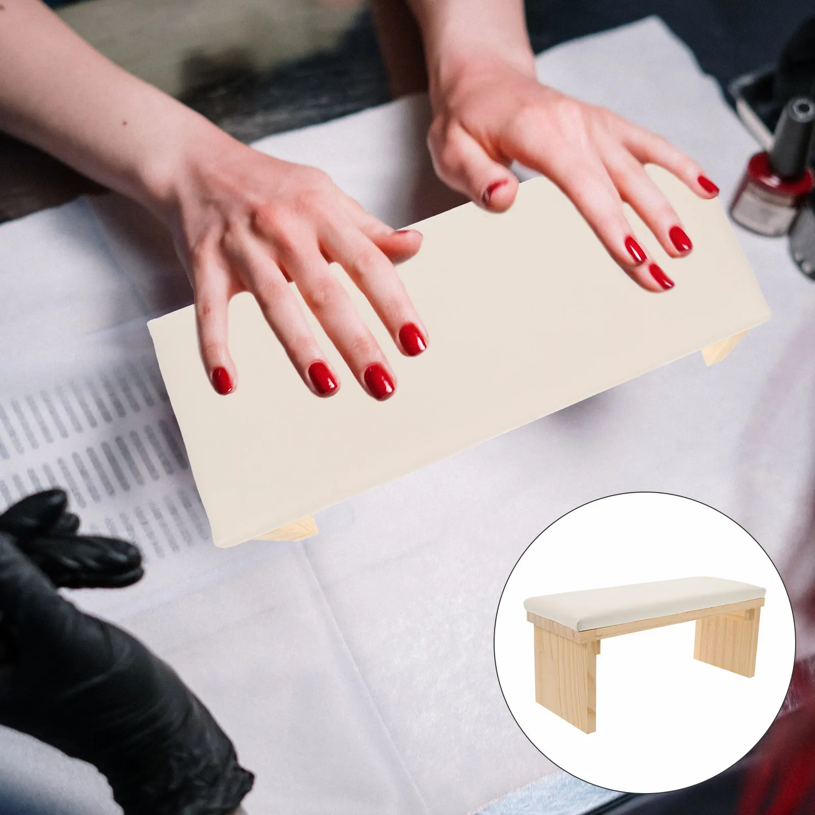 

Nail Pillow Wooden Arm Rest Cushion Manicure Phototherapy Manicure Hand Cushions Tool Wrist Support Hand Pad