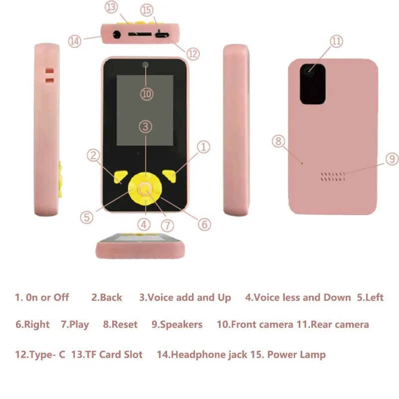 Mobiele telefooncamera voor kinderen, HD-camera voor kinderen met dubbele camera, foto- en video-opname in cartoonstijl